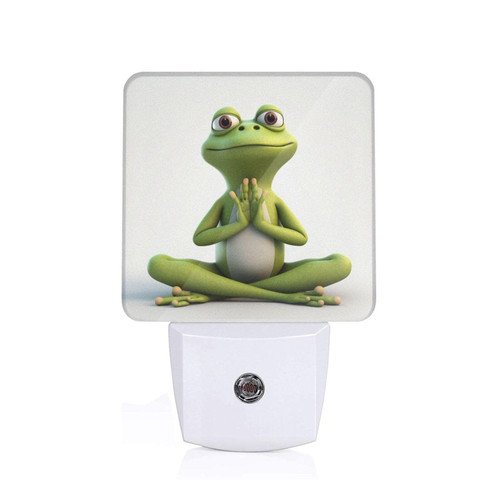 Visent The Funny Frog Doing Yoga Printing Night Lights Plug Into Wall Led Night Lights Plug Into Wall Dusk to Dawn Night Lamp Led Night Light for Kids Room,Adults Bedroom,Kitchen,Hallway