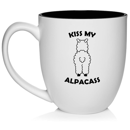 Daylor Kiss My Alpacass Funny Alpaca Lllama Ceramic Coffee Mug Tea Cup Gift for Her, Him, Friend, Coworker, Wife, Husband, Animal Lover (16oz White)