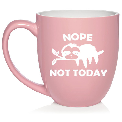 Daylor Nope Not Today Sloth Funny Ceramic Coffee Mug Tea Cup Gift for Her, Him, Friend, Coworker, Wife, Husband (16oz Light Pink)