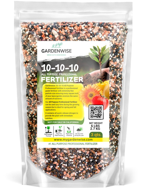 Gardenwise 10-10-10 All-Purpose Professional Fertilizer Plant Food for Indoor/Outdoor Gardening; Premium Shrub, Tree, Flower, Vegetable and Lawn Fertilizer; Quick-Release Nitrogen (3 QUARTS)