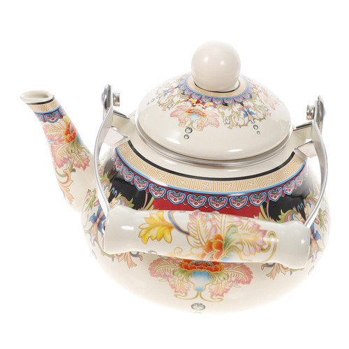 PRETYZOOM Enamel Teapot Vintage Steel Teapot Vintage Teapot Practical Teapot Floral Ceramic Teapot Tea Pots for Loose Tea Floral Tea Pot Kettle for Stovetop Water Camping Necessity