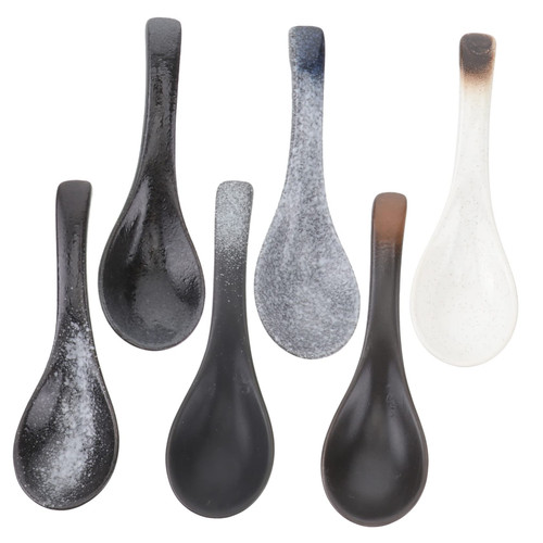 ABOOFAN 6pcs Japanese Spoon Soup Spoons Ceramic Rice Eating Spoon Japanese Soup Spoon Stainless Steel Spoon Chinese Soup Spoons Porcelain Soup Ladle Multipurpose Ceramics Ceramic Spoon