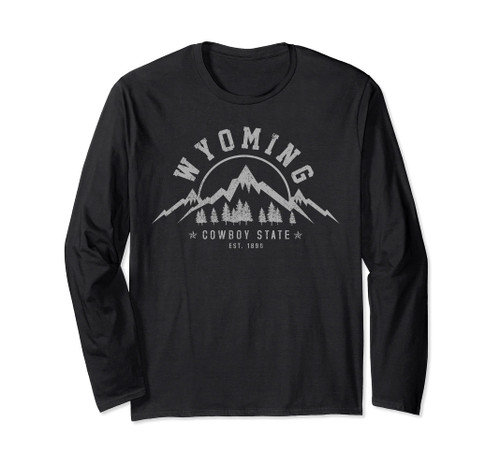 Wyoming The Cowboy State Est. 1890 Vintage Mountains Gift Long Sleeve T-Shirt