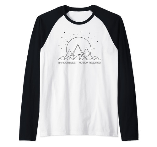 Think Outside No Box Required Mountain Hiking Camping Nature Raglan Baseball Tee