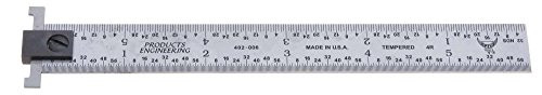 PEC Tools 262-006 6 Inch/MM USA Rigid Steel Rule, reads 32nds, 64ths, 1mm, 1/2mm. by PEC Tools