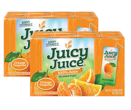 Juicy Juice Single Serve Box, 6.75 Fl Oz, 8 Count/Box (54 Fluid Ounce) (Orange Tangerine-, Box of 2)