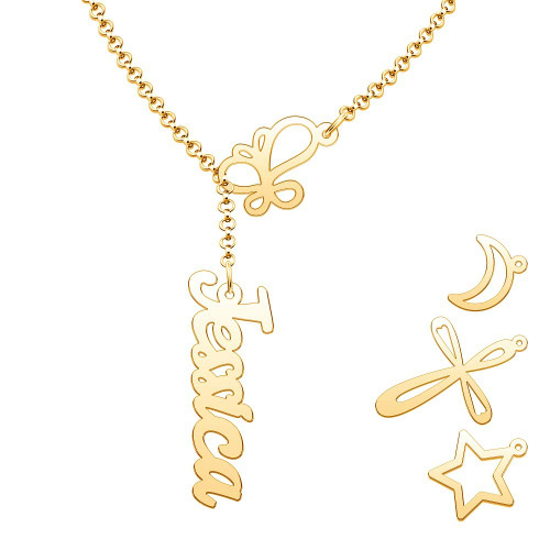 SexyMandala Butterfly Name Necklace Personalized Cross Moon Star Sterling Silver Custom Pendant Necklace
