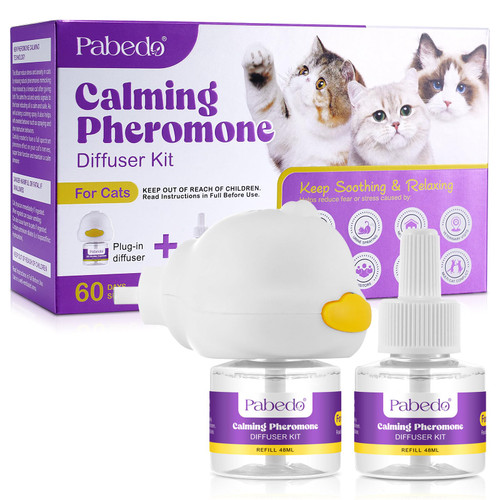 NATURE ZIRAN Cat Pheromones Calming Diffuser, 2 in 1 Cat Calming Starter Kit (Diffuser Head + 2pcs 48ml Vial) for 60 Days Use, Enhanced Cat Calming Diffuser Kit for Cat Anxiety Relief