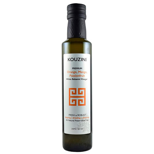 Kouzini Ultra Premium Orange, Mango, Passionfruit White Balsamic Vinegar, Aged Balsamic Vinegars from Modena, Italy, Premium, Smooth & Full-Bodied Flavor, 250ml Bottle