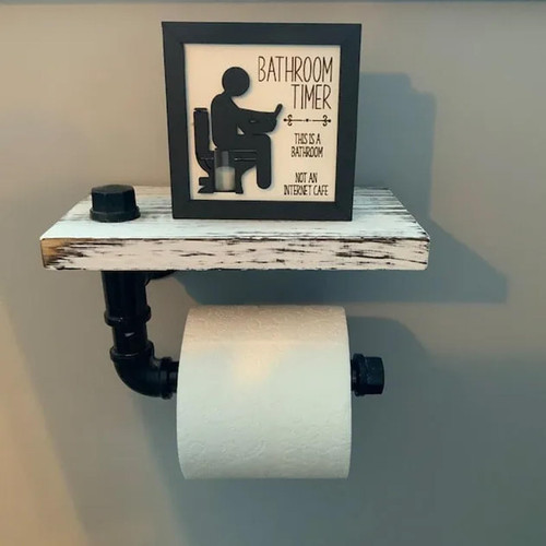 2-Sided Bathroom Timer Funny Gag Gift, Wooden Bathroom Toilet Hourglass Timer, Funny Toilet Sand Timer, Prank Fun Creative Gift for Dad Fun Cool Birthday White Elephant