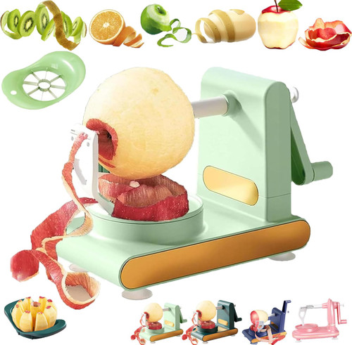 Multi-Fruit Peeler 2.0, Home Essentials Multi-Fruit Peeler 2.0, Multi Fruit Peeler Machine, Hand Peeler Machine Stainless Steel Fruit Vegetable Cutter Set for Apples Potatoes Tomatoes (Light Green)