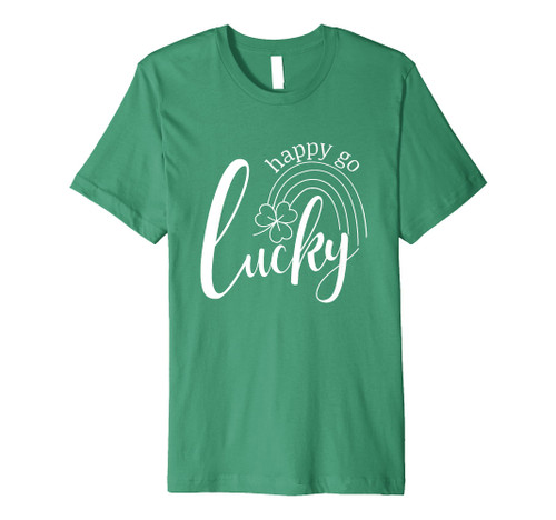 Happy Go Lucky St Patrick's Day Rainbow Shamrock St Paddy's Premium T-Shirt