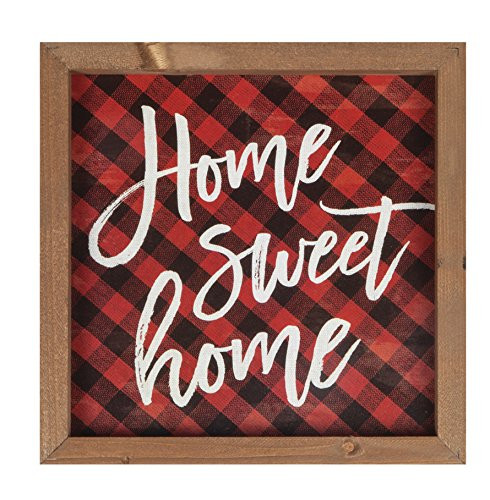 P. Graham Dunn Home Sweet Home Buffalo Plaid 11 x 11 Wood Farmhouse Frame Wall Plaque
