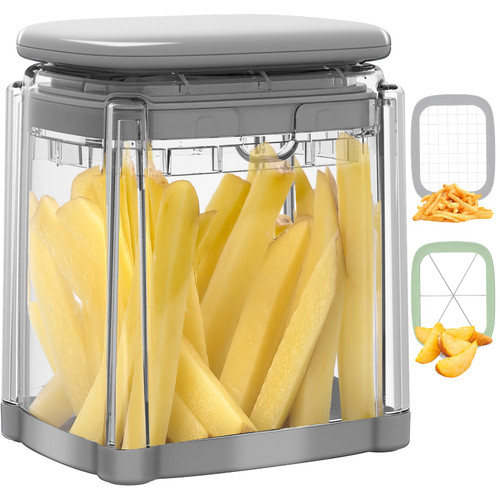 Solucky French Fry Cutter, 2-in-1 Potato Cutter For Fries, Potato French Fry Onion Cutter, Carrots Cucumbers Veggie Cutter Zucchini Dicer Apple Slicer, 2 Blades(NOT For Sweet Potatoes)
