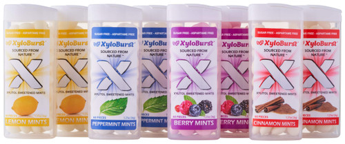 XyloBurst Sugar-Free Xylitol Mint Candy Jars, 60 Pieces Per Jar - Pack of 8 (Variety Pack)