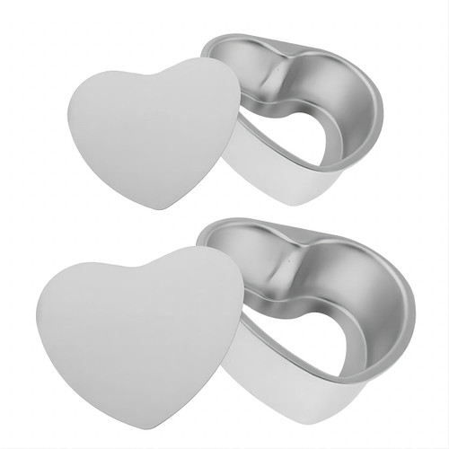 HOMOMSAE Heart Shaped Cake Pans 2PCS, 6 & 8 inch Aluminum Deep Heart Cake Pan with Removable Bottom DIY Baking Mold Tool for Valentines Wedding Party Birthday