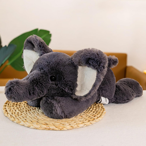 Gisqis Elephant Stuffed Animals 20" Stuffed Elephant Plush Toys Giant Cuddly Sleeping Pillow Soft Kawaii Plushies Hugging Toys Birthday Easter Gifts for Kids Adults Grey