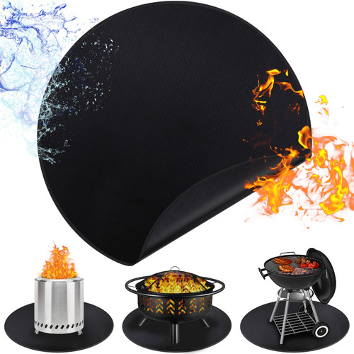38" Fire Pit Mat for Solo Stove Bonfire,Under Grill Mat for Outdoor Grill,Fireproof/Fireplace/Fire Pit Mat,Oil Proof Waterproof Under Floor BBQ Mat Accessories Protector for Decks and Patios