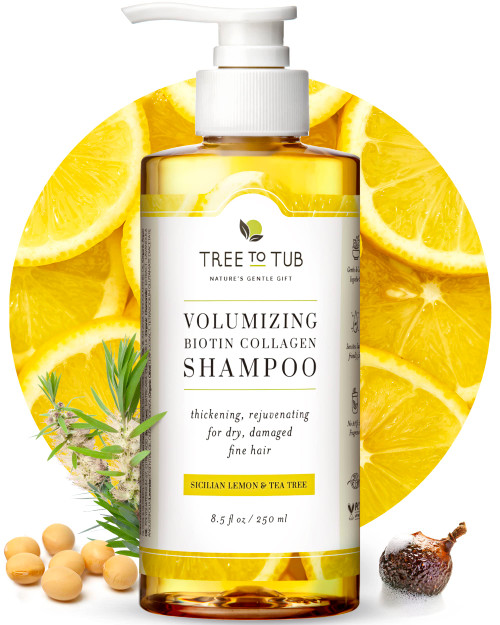 Tree to Tub Biotin Shampoo - Biotin and Collagen Shampoo, Volumizing Hair Thickening Shampoo, Sulfate Free Argan Oil Shampoo for Women & Men w/Wild Soapberries All Natural Sicilian Lemon Tea Tree Oil Tree to Tub Biotin Shampoo - Biotin and Collagen Shampoo, Volumizing Hair Thickening Shampoo, Sulfate Free Argan Oil Shampoo for Women & Men w/Wild Soapberries All Natural Sicilian Lemon Tea Tree Oil