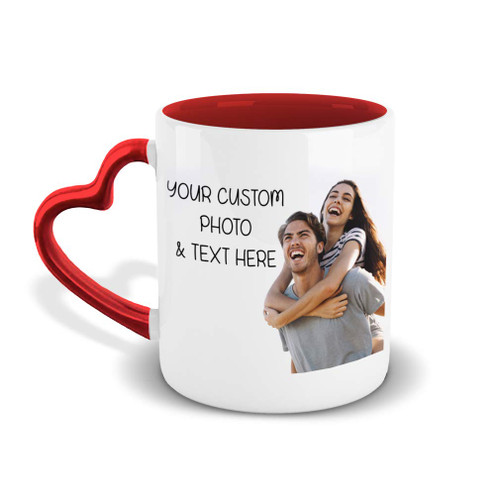 Heart Shaped Coffee Mug Custom Personalized Photo Picture & Text Tea Cup Ceramic 11 Oz