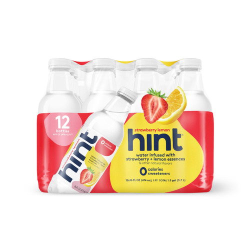 Hint Water Strawberry Lemon, Pure Water Infused with Strawberry and Lemon, Zero Sugar, Zero Calories, Zero Sweeteners, Zero Preservatives, Zero Artificial Flavors,16 Ounce Bottles, (Pack of 12) Hint Water Strawberry Lemon, Pure Water Infused with Strawberry and Lemon, Zero Sugar, Zero Calories, Zero Sweeteners, Zero Preservatives, Zero Artificial Flavors,16 Ounce Bottles, (Pack of 12)