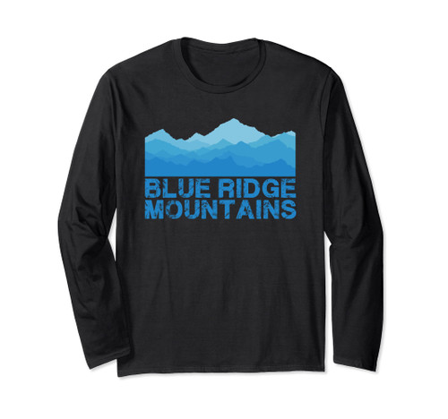 Retro Vintage Sunset Blue Ridge Mountains USA Mountain Range Long Sleeve T-Shirt