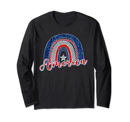 Rainbow American Flag 4th Of July Mom Teen Girls Kids USA Long Sleeve T-Shirt Rainbow American Flag 4th Of July Mom Teen Girls Kids USA Long Sleeve T-Shirt