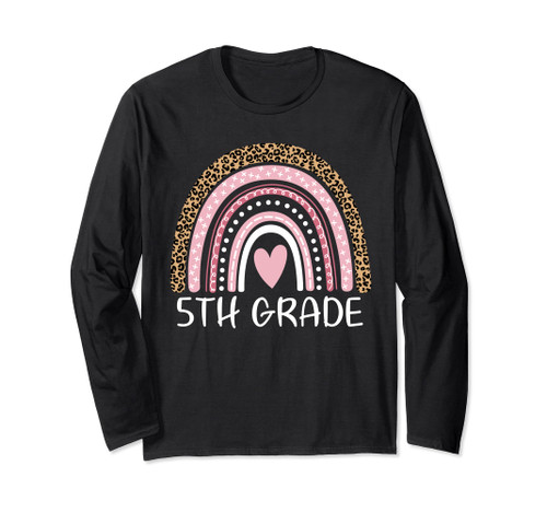 5th Grade Teacher Leopard Rainbow Back2school Teacher Day Long Sleeve T-Shirt