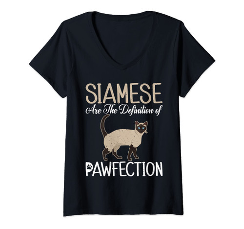Womens Siamese are the Definition of Pawfection Siamese Cat V-Neck T-Shirt