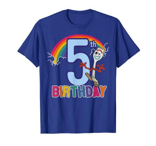 Disney Pixar Toy Story 4 Forky 5th Rainbow Birthday T-Shirt