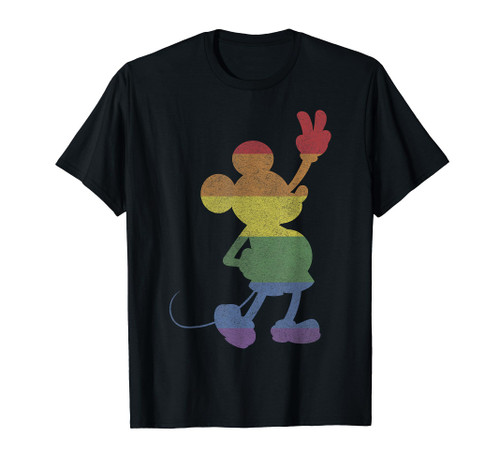 Disney Mickey And Friends Pride Rainbow Stripe Mickey T-Shirt