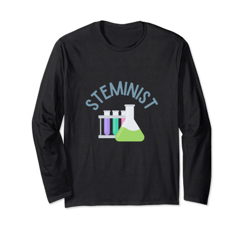 STEMINIST Cute Nerd Science with flask, test tubes Long Sleeve T-Shirt