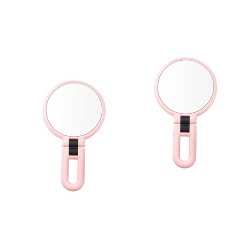 Housoutil 2pcs Double Sided Magnifying Glass Vanity Mirror Dressing Table Mirror Tabletop Mirror Magnifying Hand Mirror Pocket Mirror Pink Handheld Double Mirror Miss Glass Mirror