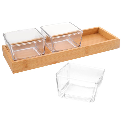 LIFKOME 1 Set Compartment Snack Plate Serving Plate Containers for Fruit Decorative Plate Dessert Platter Snack Dish Food Tray Snacks Plate with Tray Dried Fruit Side Dish Glass