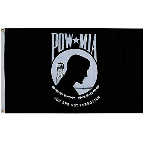 ROTERDON POW MIA Flag - You are NOT Forgotten Double Sided Oxford Embroidered Military 3x5 Ft Sturdy Banner Flags