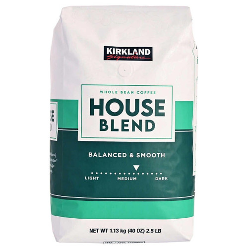 Kirkland Signature Balanced and Smooth House Blend Whole Bean Coffee, Medium Roast - 40 Ounce Kirkland Signature Balanced and Smooth House Blend Whole Bean Coffee, Medium Roast - 40 Ounce