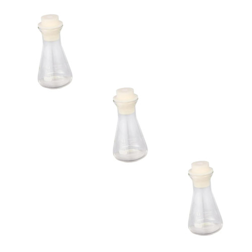 JECOMPRIS 3 Pcs Conical Flask Glass Test Tubes Erlenmeyer Flask with Stopper Test Tubes with Lids Test Tubes with Rack Beakers Glassware Chemistry Glass Flask Vacuum Flask Aldult Student Use
