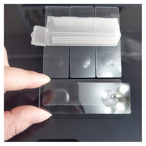 TYZK Microscope Kit 5pcs Glass Reusable Bio-Microscope Double Single Concave Microscope Blank Glass Slides Microscope Lens Adapters (Color : Double concave 5pcs)