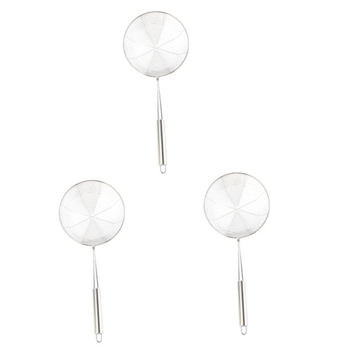 DECHOUS 3pcs Frying Spoon Strainer Metal Mesh Sieve Colander with Handle Fine Mesh Strainer Metal Strainer Baking Strainer Soup Skimmer Spoon Mesh Strainers for Mesh Ladle Noodle