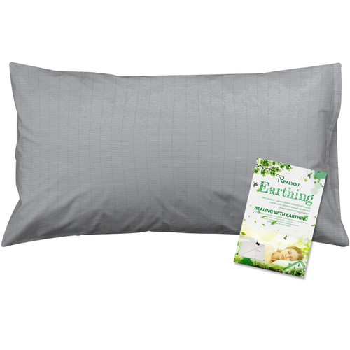 Grounding Pillowcase, Silver Conductive Pillowcase with Sliver Fiber for Better Sleep, Pain Relief (Grey)