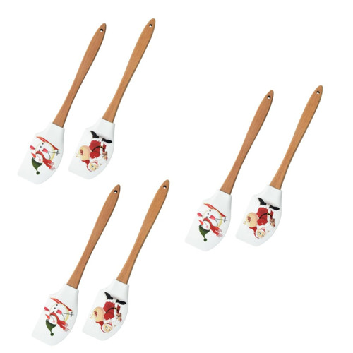 Milisten 6 Pcs Silicone Cake Scraper Kitchen Spatula Baking Spatula Serving Spatula Spreading Frosting Scraper Bamboo Spatula Silicone Squeegee Reusable Baking Scrapers Butter Beech Tool