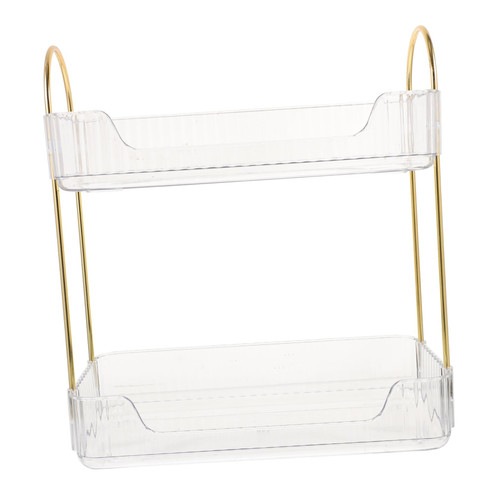 BUGUUYO Bathroom Shelf Storage Shelves Organizer 2 Layer Storage Shelf 2- Tier Makeup Shelf Double-Tier Storage Rack Bathroom Countertop Holder Sink Cosmetic Metal+pp Display Stand
