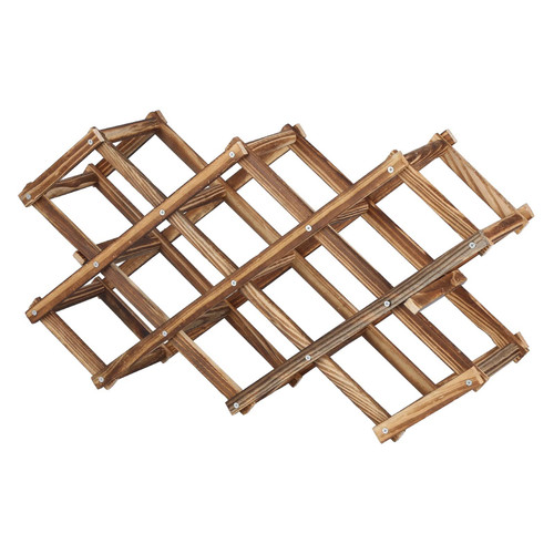 BORDSTRACT Wine Rack, Foldable Wine Organizer, 10 Bottle Wooden Stackable Wine Cellar Racks, Tabletop Freestanding Wine Bottle Stand, Countertop Wine Display Shelf for Home Kitchen Bar Cabinets