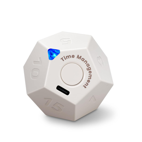 YOLO COCO Cube Timer, Mini Smart Productivity Timer, 11 Preset Time Rechargeable Mini Timer, Dodecagon Desk Pomodoro Timer for Kitchen Cooking, Exercise, Learning, Time Management for ADHD (White)