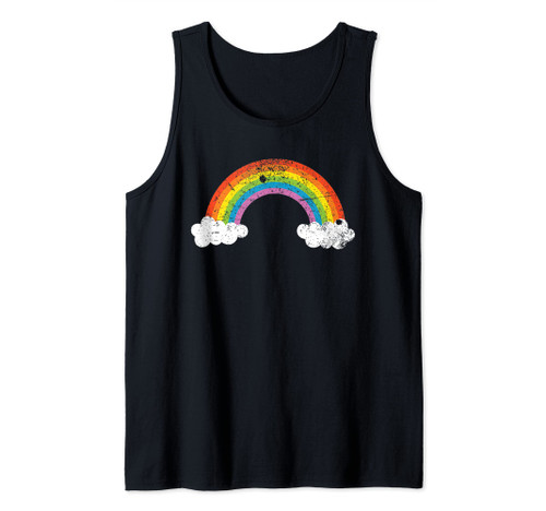 Rainbow Vintage Retro 80's Style Gay Pride Gift Tank Top
