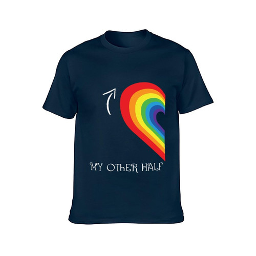Xdwdcdaq My Half Rainbow Heart Gay Pride Shirt Women Gay Pride Stuff LGBT Pride Gay Ally Lesbian Rainbow T-Shirt Cotton