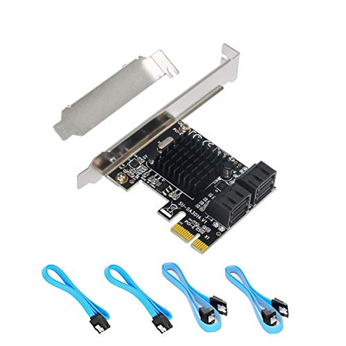 SATA Card,SATA III 4 Ports Adapter Card with 4 SATA Cables?6 Gbps SATA Controller PCI Express Expression Card with Low Profile Bracket,Boot as System Disk,Built-in Adapter Converter for Desktop PC