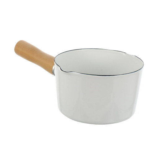 TIDTALEO Milk Pot Flat Skillet Butter Ceramic Saucepan Japanese Sweets Japanese Drinks Mini Saucepan Baby Food Pan Cooking Utensils Enamel Saucepan Wood Enamel Pot Thicken White