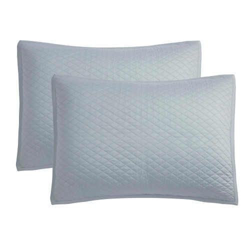 BIOWEAVES 100% Organic Cotton Quilted Pillow Shams Only, Standard Size, Diamond Stitched Pattern, GOTS Certified | 2 Pillow Shams | 20 x 26 inches
