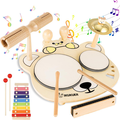 Toddler Drum Set, 9 in 1 Montessori Musical Instruments Set with Wooden Xylophone Toys, Toddlers Sensory Music Kit, All in One Wooden Percussion Instruments Toys, Birthday Gifts for Boys & Girls Toddler Drum Set, 9 in 1 Montessori Musical Instruments Set with Wooden Xylophone Toys, Toddlers Sensory Music Kit, All in One Wooden Percussion Instruments Toys, Birthday Gifts for Boys & Girls